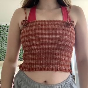 orange gingham crop tank
